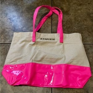Victorias Secret Hot Pink Canvas Tote Bag